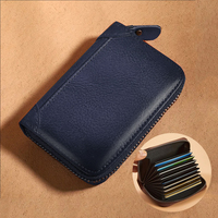 Dompet Kulit Sapi Asli Pria Kapasitas Besar Model Slim dengan Ritsleting, 9 Slot Kartu dan 2 Tempat Koin, Panjang Pendek