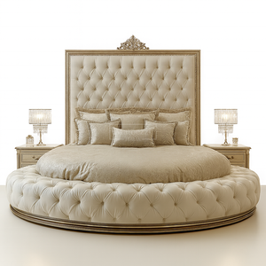 <span class=keywords><strong>Letto</strong></span> Rotondo di Lusso Imbottito con Testiera Trapuntata in Tessuto, Arredamento Moderno per Camera da <span class=keywords><strong>Letto</strong></span> King Size, Elegante <span class=keywords><strong>Letto</strong></span> Morbido Imbottito per Villa e <span class=keywords><strong>Hotel</strong></span> - Product Image 2
