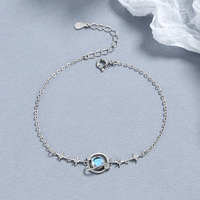 Bracelet Planète Pierre de Lune en Argent Sterling 925, Breloques Minimalistes Célestes