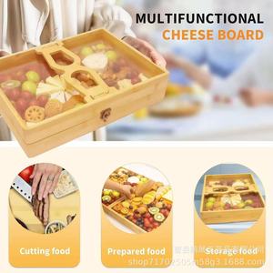 ZTDMGZS Cheese Board Set Premium Bamboo With Lid For Outdoor <b>Camping</b> Snack Fruit <b>Storage</b> Rectangle <b>Box</b> - Product Image 4