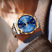 Montre à quartz pour homme Louie Juelen avec bracelet en acier inoxydable, étanche, double calendrier, design simple et élégant pour usage professionnel