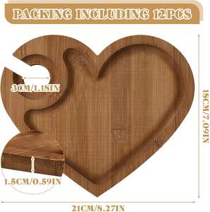 Assiettes apéritif à vin avec porte-verre à vin et boîte cadeaux pour le <span class=keywords><strong>jeu</strong></span> de douche nuptiale prix assiette à cocktail en bois - Product Image 4