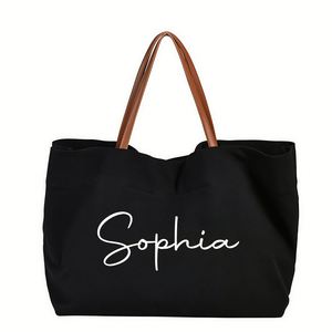 <b>Bridesmaid</b> <b>Bags</b>, Custom Name Canvas Tote <b>Bag</b>, Beach, Travel & Shopping Handbag for Women, Wedding Favors - Product Image 1