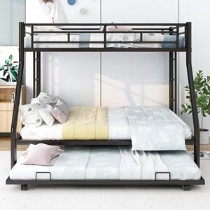 <span class=keywords><strong>Lit</strong></span> superposé avec <span class=keywords><strong>lit</strong></span> <span class=keywords><strong>gigogne</strong></span>, lits superposés triples, cadre de lits superposés pour 3 adolescents avec deux échelles latérales et garde-corps de sécurité - Product Image 3