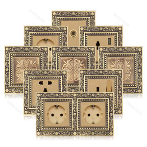 לוח חומר נחושת ברוק ברונזה מתכת האיחוד האירופי צרפתי בריטניה תקן בינלאומי אוניברסלי אור קיר מתג 16A שקע אירופאי - Product Image 1