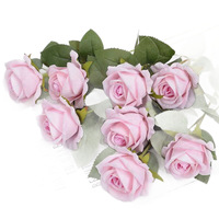 Rose artificielle unique en soie floquée pour la Saint-Valentin, les mariages et la décoration intérieure