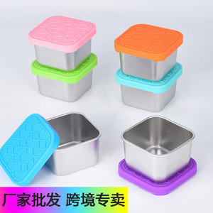 304 Stainless Steel Food Storage Container With Silicone Lid Sealed Dustproof Slip Resistant For Refrigerator Freezer Use - Product Image 3