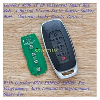 Lonsdor NS30-12 EN Universal Smart Key Fob, 4 Tombol Model Nissan Remote Subkey (Buka Kunci, Kunci, Buka Bagasi, Panic.)