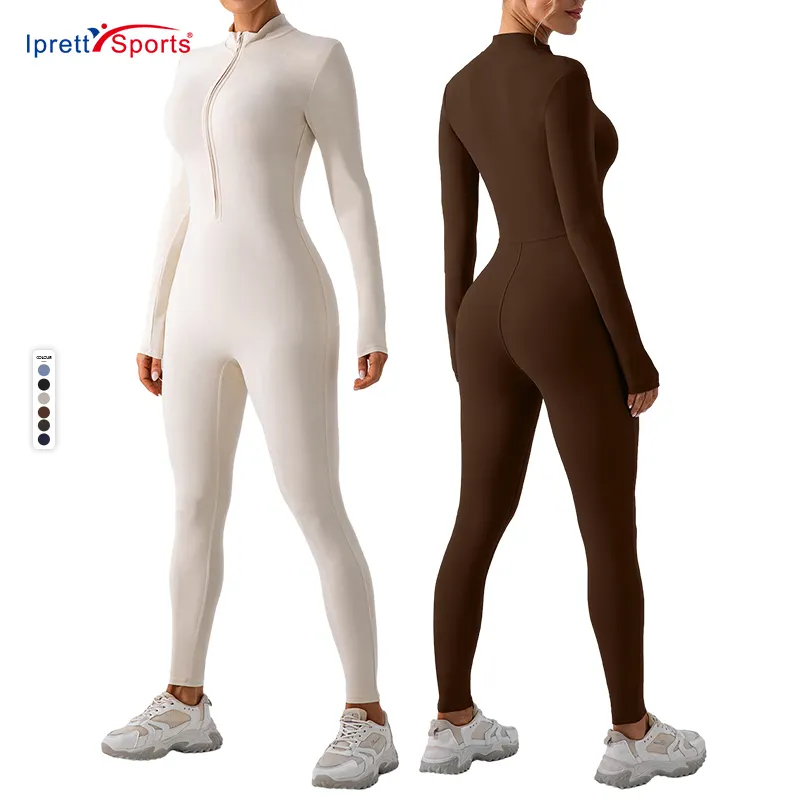 Hot Selling Bequeme Half Zip Skinny Yoga Gym Workout Leggings Jumps uit Benutzer definierte Frauen Langarm Jumps uits