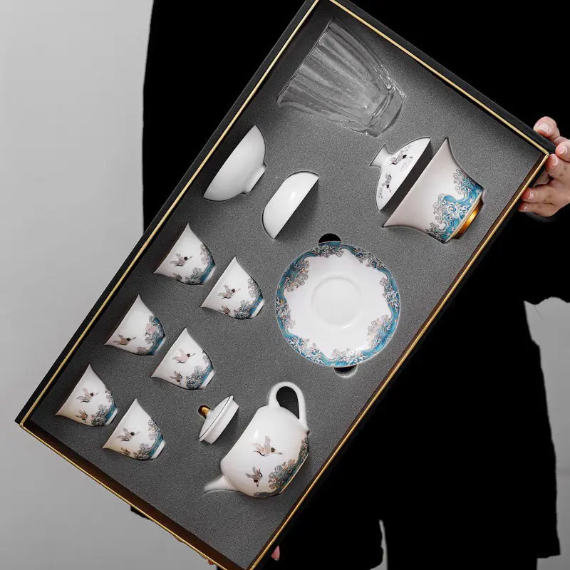 Recipiente de cerâmica pintado de vidro, copo pintado de alta temperatura para chá, chaleira portátil, conjunto de molhador, 2023