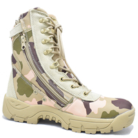 Bottes de combat camouflage de chasse 1000D à lacets et fermeture éclair à la cheville, doublure en maille respirante, semelle extérieure en caoutchouc, toutes saisons