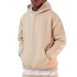 Usine coton éponge française personnalisé sweat à capuche vierge sweats hommes surdimensionné poids lourd 3D bouffée écran dtg imprimé sweats à capuche courts