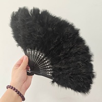 Petits éventails pliants en plumes de marabout de dinde, colorés, en plastique, pour la décoration de fêtes et spectacles de carnaval