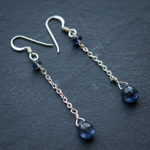 Boucles d'oreilles pendantes classiques en argent plaqué Art Palace avec pendentif goutte d'eau saphir du Rajasthan pour femme, bijoux de fête - Product Image 3