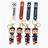 Fußballspieler-Figur Silikon-Schlüsselanhänger 3D Fußball-Athlet Puppe Taschenanhänger Mit Fußball-Handgelenkschlaufe Sport-Souvenir Schlüsselring