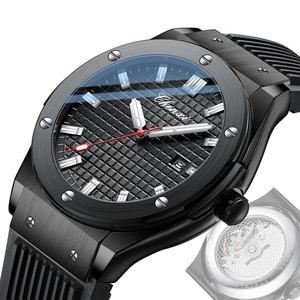 Hot Selling Men Sport Watch Black Tone <b>Silicone</b> Band Quartz Watch HD Luminous Waterproof Fashion Men Watch with Calendar <b>Window</b> - Product Image 4