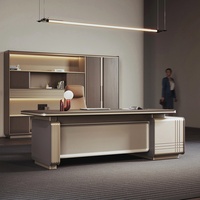 Escritorio Ejecutivo Moderno en Forma de L, Muebles de Oficina de Madera MDF, Duradero, Ergonómico, con Cajones, Resistente al Agua, para Villa