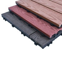 Lantai WPC Interlock Luar Ruangan Model Hollow Tile 300 X 300 X 22 mm Serat Kayu+HDPE Lantai Rekayasa DIY Tahan Air Ubin Komposit