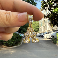 Uwin Colgante de Letra Inicial con Circonitas Cúbicas en Forma de Pera, Chapado en Oro de 18K, Estilo Hip Hop, Colgante de Alfabeto Personalizado, Joyería con Nombre Personalizado