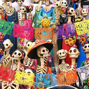Banderas mejicanas cuadradas de arco iris personalizadas, guirnalda de papel picado de fieltro, decoración mexicana, fiesta, Halloween