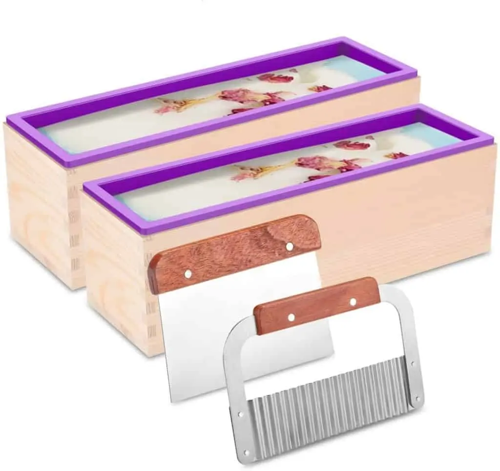 Moldes de silicona para jabón de 4 cavidades, molde de silicona para hacer jabón de 4 cavidades con tubo largo y tubo de vela personalizado, con caja de madera con tapa, 2 uds.