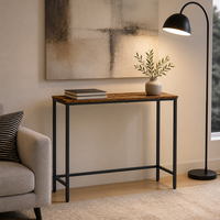 Meja Konsol Sempit Rustic Industrial untuk Ruang Tamu dengan Rangka Logam Hitam yang Kokoh