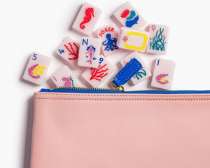 Jeu de tuiles de mahjong américain de luxe en acrylique, 160 pièces, 1 couche, jeu de société, tuiles de mahjong rose coquillage Ligne Océan - Product Image 6