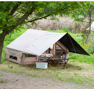 Tente de camping familiale <span class=keywords><strong>gonflable</strong></span> personnalisée en toile avec <span class=keywords><strong>auvent</strong></span> complet et véranda extensible pour le glamping en plein air - Product Image 2
