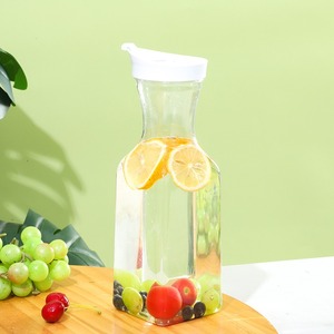 Bouteille de jus en PET biodégradable de 1500ml 50oz, pot à lait rond carré en <span class=keywords><strong>plastique</strong></span> avec bouchon à rabat, <span class=keywords><strong>carafe</strong></span> à boissons transparente - Product Image 2