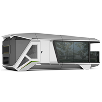 Capsule spatiale préfabriquée modulaire moderne en aluminium, acier inoxydable et verre, maison, hôtel, mini-maison mobile, villa, bureau, camping