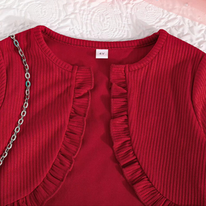 แฟชั่นฤดูใบไม้ร่วงหรูหราสไตล์จีนชุดเสื้อผ้าระบายอากาศได้นุ่มสบายสำหรับเด็กผู้หญิงอายุ 3 6 ปีแขนยาวสีดำ - Product Image 3