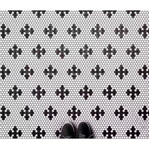 باقة سيراميك صغيرة باللون الأبيض والوردي السداسي بنمط زهور فسيفساء لتزيين جدران الحمام للبلاط الناعم للأرضيات - Product Image 5