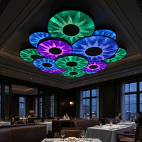 Luminaire suspendu en acrylique imprimé UV, luminaire circulaire RGB changeant de couleur, ambiance lumineuse, hôtel, restaurant, décoration artistique