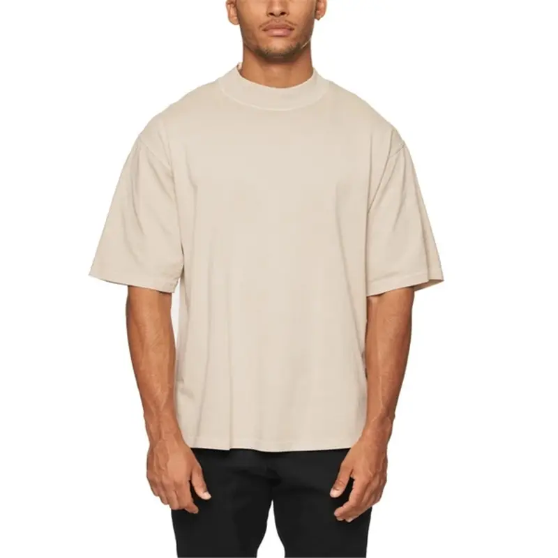 TS118 100% Cotton Men's Oversized Boxy Fit Mock Neck Tee Shirt