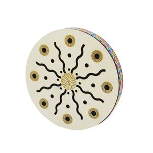 Tambour à main en bois naturel de 8 pouces, instrument de musique ethnique de percussion pour la thérapie sonore, la méditation et la relaxation - Product Image 6