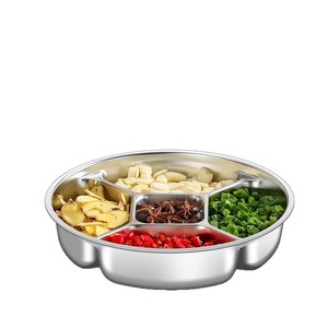 304 Stainless Steel Divided Plate For Hot Pot Ingredient Preparation Fruit Snack Serving Dish - Product Image 1