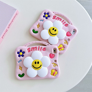 2026 Hand Stand Flower Silicone <b>Tablet</b> Case for iPad Air 7 8 9 Gen 6 10. 9 A16 11 Pro Inch Butterfly Smile <b>Holder</b> Cartoon cover - Product Image 2