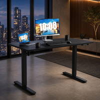 Bureau debout électrique moderne réglable en hauteur avec plateau noir et structure en acier robuste, plage de réglage 720-1170 mm, pour bureau à domicile