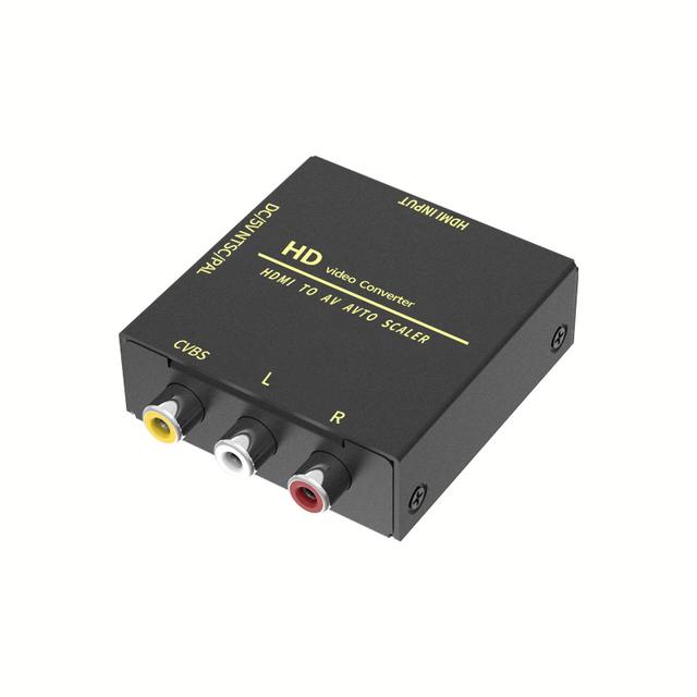 Black Metal Shell Composite Video Audio Mini 4k HDMI to 1080p AV 3RCA CVBS Converter Box Adapter for HDTV DVDsupport PAL NTSC