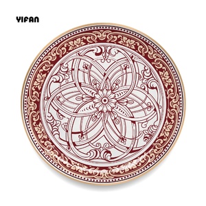 Bữa ăn tối tấm tròn và vòng tròn sóng điểm hoa Mô hình bộ đồ ăn Burgundy xương Trung Quốc cổ điển Tấm đặt bữa ăn tối - Product Image 3