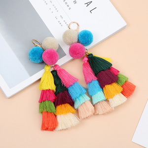 <span class=keywords><strong>Porte</strong></span>-clés vintage en peluche bohème pour femmes, coloré, <span class=keywords><strong>Original</strong></span>, fait à la main, sac à main, breloque pompon, - Product Image 4