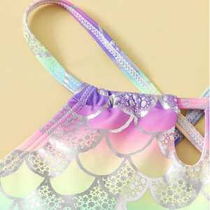 Maillot de bain une pièce pour filles 2024 Nouvelle collection <span class=keywords><strong>Sirène</strong></span> pour vacances à la source thermale, style européen et américain, maillot de bain enfant asymétrique UPF 50+ - Product Image 4