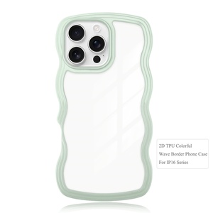 Fundas para Teléfono con Borde Ondulado de TPU 2 en 1 para iPhone Serie 16, Fundas Transparentes Coloridas para iPhone 16, 15, 14, etc. - Product Image 5