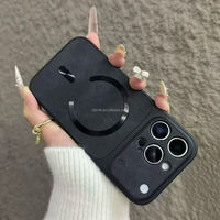 Étui de téléphone magnétique antichoc en TPU texturé denim avec grande fenêtre de visualisation et design sportif pour 12-17 Pro Max
