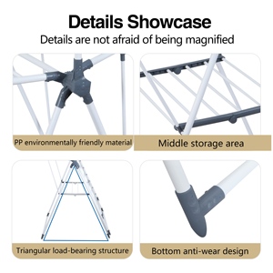 Stendibiancheria Pieghevole da Terra <span class=keywords><strong>per</strong></span> Casa, a Forma di Ala, Rialzato, in Metallo, <span class=keywords><strong>per</strong></span> Asciugare Vestiti e Porta Asciugamani, <span class=keywords><strong>per</strong></span> Interni ed Esterni - Product Image 2