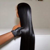 Peluca de Cabello Humano de 40 Pulgadas, Peluca con Frente de Encaje sin Pegamento, Peluca Super Double Drawn, Peluca de Cabello Virgen Brasileño, Peluca con Frente de Encaje de Cabello Humano