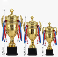 Trophée en plastique doré sur mesure en gros, 3 tailles, avec base noire pour événements sportifs