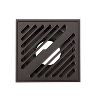 Égouttoir de sol 4 pouces grille carrée égouttoir de salle de bain évier déchets siphon de sol douche drain de sol gris laiton 10x10cm crépine moderne