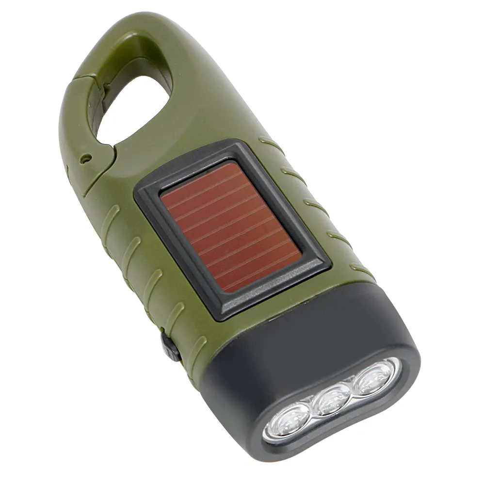 Solar Powered Professional Portable LED Flashlight Hand Crank Dynamo Torch Lantern Tent Light for Outdoor Camping Mountaineering