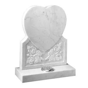 Samistone Bianco Carrara Marble Upright Headstone Carved Heart Shape White Tombstone New Zealand Tombstone Heart Tombstone